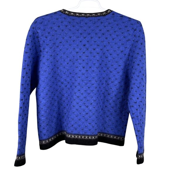 VTG Tally-Ho Womens XL Boiled Wool Cardigan Sweater Decorative Buttons Fair Isle - Picture 9 of 16